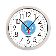 AbilityOne 6645016986557 SKILCRAFT Custom Quartz Wall Clock, 14.5" Overall Diameter, Silver Case, 1 AA (sold separately)