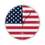 AbilityOne 6645016986559 SKILCRAFT American Flag Quartz Wall Clock, 12.75" Overall Diameter, White Case, 1 AA (sold separately)