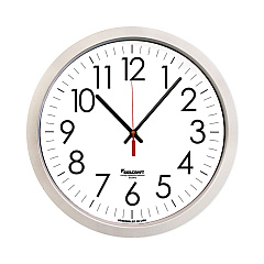 AbilityOne 6645016986555 SKILCRAFT Silver Quartz Wall Clock, 14.5" Overall Diameter, 1 AA (sold separately)