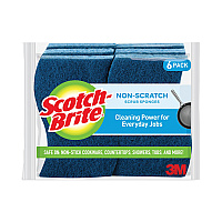 Scotch-Brite Non-Scratch Multi-Purpose Scrub Sponge, 4.4 x 2.6, 0.8" Thick, Blue, 6/Pack (MMM526)