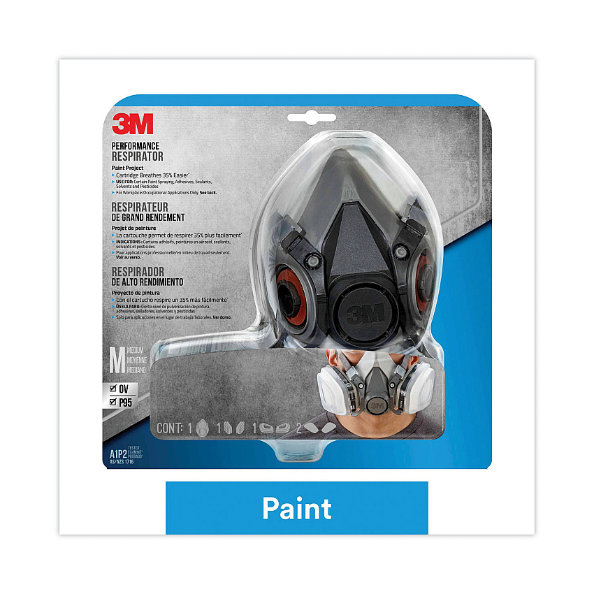 3M Half Facepiece Paint Spray/Pesticide Respirator, Medium (MMM6211PA1A)