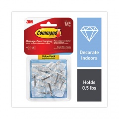 Command Clear Hooks and Strips, Small, Plastic/Metal, 0.5 lb, 9 Hooks and 12 Strips/Pack (17067CLR9ES)