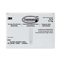Command Picture Hanging Strips, Value Pack, Large, Removable, Holds Up to 16 lbs, 0.75 x 3.65, White, 120 Pairs/Pack (MMM17206S120NA)