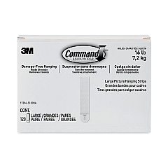 Command Picture Hanging Strips, Value Pack, Large, Removable, Holds Up to 16 lbs, 0.75 x 3.65, White, 120 Pairs/Pack (MMM17206S120NA)