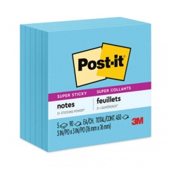 Post-it Notes Super Sticky Full Stick Notes, 3" x 3", Energy Boost Collection Colors, 25 Sheets/Pad, 4 Pads/Pack (F3304SSAU)