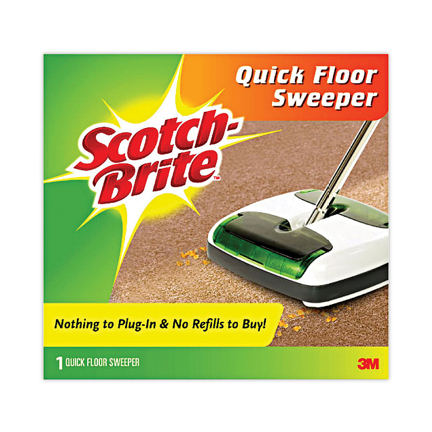 Scotch-Brite Quick Floor Sweeper, 42" Aluminum Handle, White/Gray/Green (MMMM007CCW)