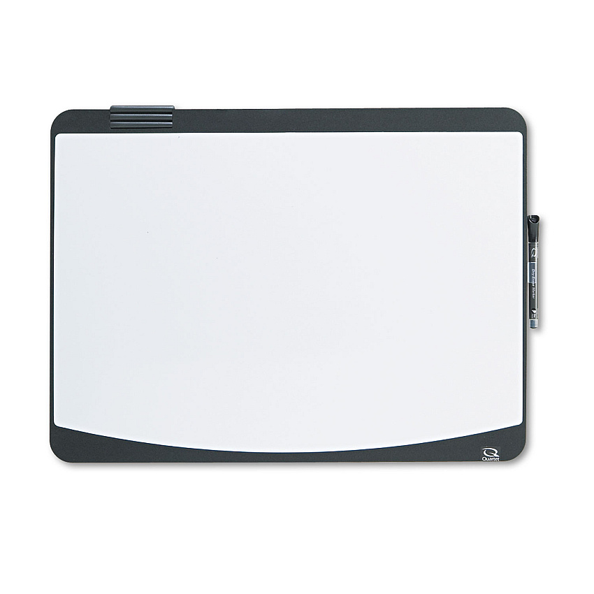 Quartet Tack and Write Board, 25.5 x 17.5, Black/White Surface, Black Plastic Frame (QRT06355BK)