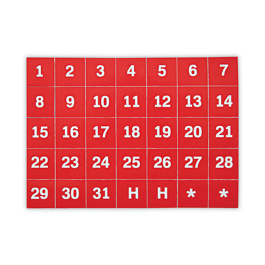 MasterVision Interchangeable Magnetic Board Accessories, Calendar Dates, Red/White, 1" x 1", 31 Pieces (BVCFM1209)