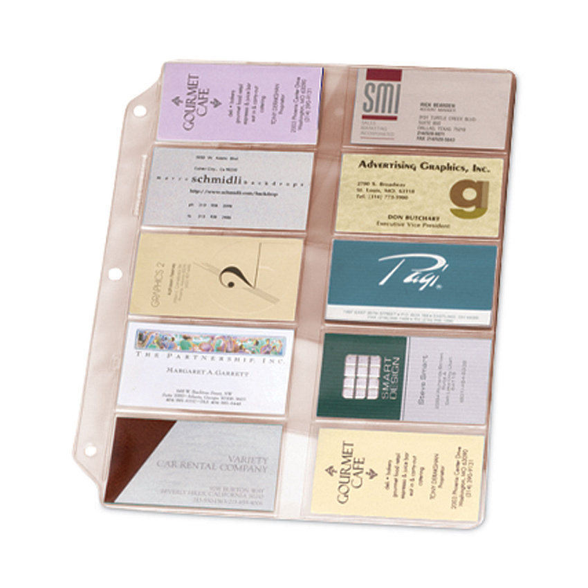 Cardinal Business Card Refill Pages, For 2 x 3.5 Cards, Clear, 20 Cards/Sheet, 10 Sheets/Pack (CRD7856000)