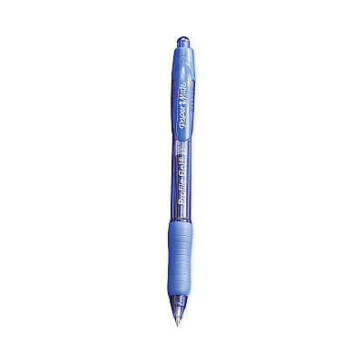 Paper Mate Profile Gel Pen, Retractable, Fine 0.5 mm, Blue Ink, Translucent Blue Barrel, Dozen (PAP2102130)