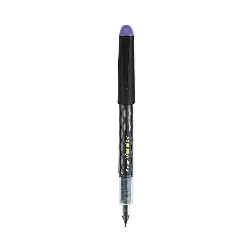 Pilot Varsity Fountain Pen, Medium 1 mm, Purple Ink, Clear/Black/Purple Barrel (PIL90008)