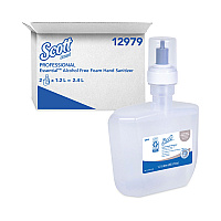 Scott Essential Alcohol-Free Foam Hand Sanitizer, 1,200 mL, Unscented, 2/Carton (KCC12979)