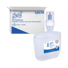 Scott Essential Alcohol-Free Foam Hand Sanitizer, 1,200 mL, Unscented, 2/Carton (12979)