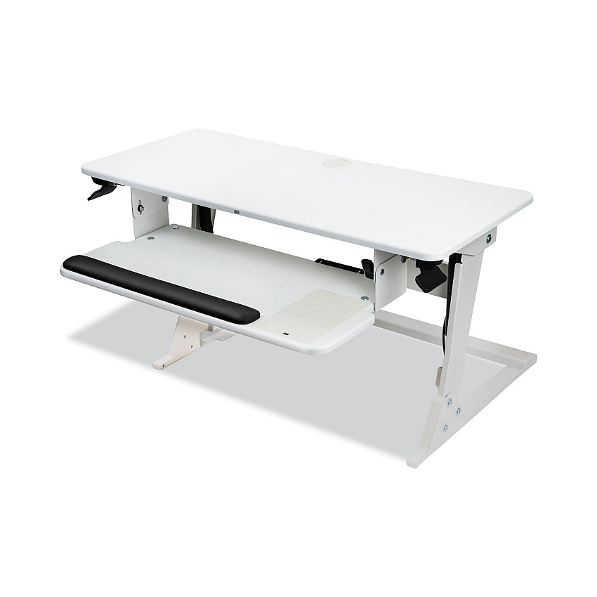 3M Precision Standing Desk, 35.4" x 23.2" x 6.2" to 20", White (MMMSD60W)