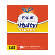 Hefty Strong Tall Kitchen Drawstring Bags, 13 gal, 0.9 mil, 24" x 27.75", White, 120/Box (E84562)