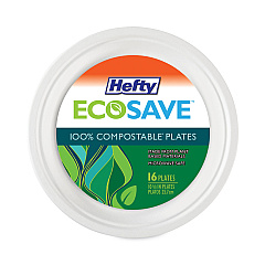 Hefty ECOSAVE Tableware, Plate, Bagasse,  6.75" dia, White, 30/Pack (RFPD77300PK)