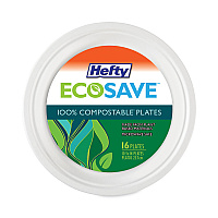 Hefty ECOSAVE Tableware, Plate, Bagasse, 6.75" dia, White, 30/Pack, 12 Packs/Carton (RFPD77300)