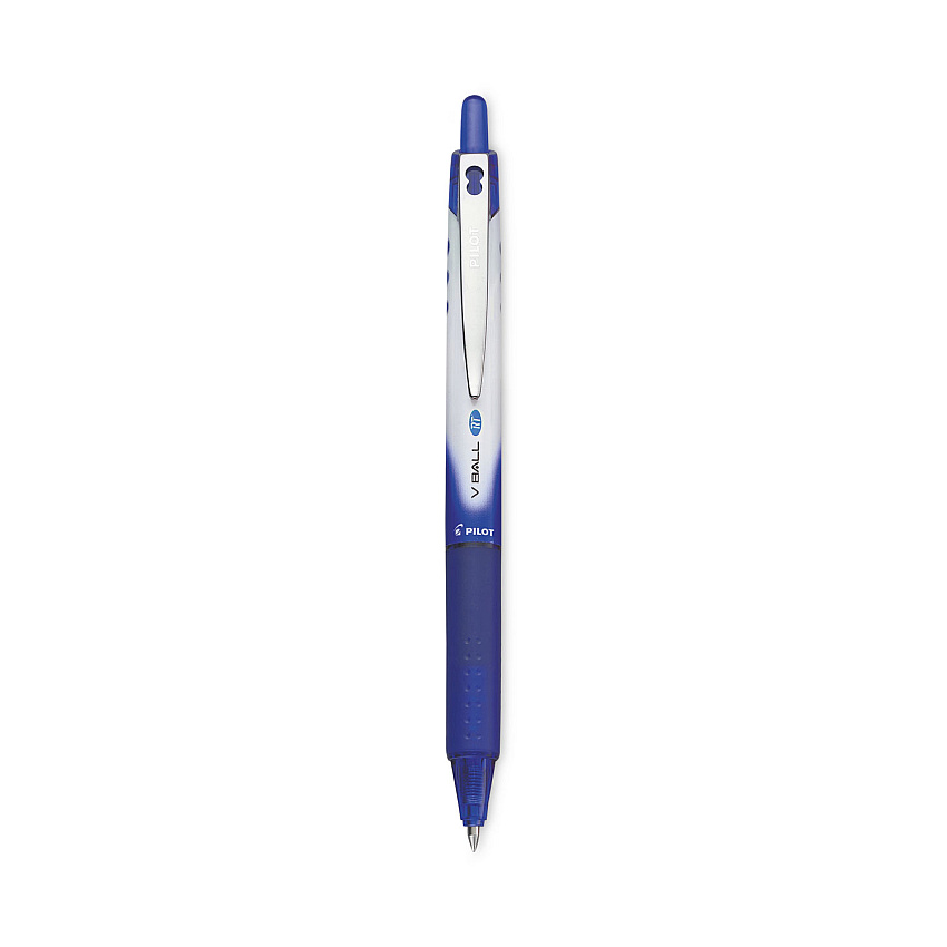 Pilot VBall RT Liquid Ink Roller Ball Pen, Retractable, Extra-Fine 0.5 mm, Blue Ink, Blue/White Barrel (PIL26107)