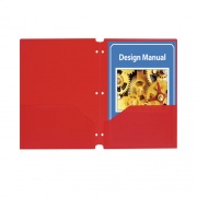 C-Line Two-Pocket Heavyweight Poly Portfolio Folder, 3-Hole Punch, 11 x 8.5, Red, 25/Box (32934)