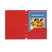 C-Line Two-Pocket Heavyweight Poly Portfolio Folder, 3-Hole Punch, 11 x 8.5, Red, 25/Box (CLI32934)