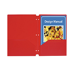 C-Line Two-Pocket Heavyweight Poly Portfolio Folder, 3-Hole Punch, 11 x 8.5, Red, 25/Box (CLI32934)