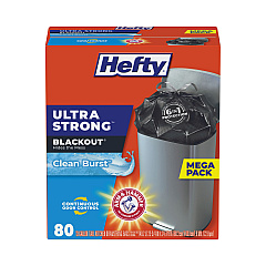 Hefty Ultra Strong BlackOut Tall-Kitchen Drawstring Bags, 13 gal, 23.75" x 24.88", Black, 80 Bags/Box, 3 Boxes/Carton (PCTE88352CT)