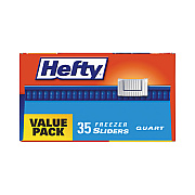 Hefty Slider Stand and Fill Freezer Storage Bags, 32 oz, 7" x 8", Clear, 35 Bags/Box, 9 Boxes/Carton (RFPR88079CT)