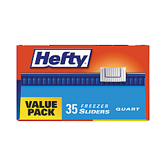 Hefty Slider Stand and Fill Freezer Storage Bags, 32 oz, 7" x 8", Clear, 35 Bags/Box, 9 Boxes/Carton (RFPR88079CT)