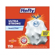 Hefty Ultra Strong Tall Kitchen and Trash Bags, 13 gal, 0.9 mil, 23.75" x 24.88", White, 110 Bags/Box, 3 Boxes/Carton (E88368CT)