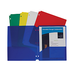 C-Line Two-Pocket Heavyweight Poly Portfolio Folder, 3-Hole Punch, 11 x 8.5, Assorted, 10/Pack (CLI32930)