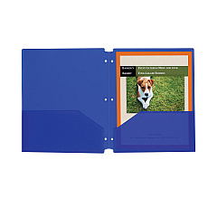 C-Line Two-Pocket Heavyweight Poly Portfolio Folder, 3-Hole Punch, 11 x 8.5, Blue, 25/Box (CLI32935)