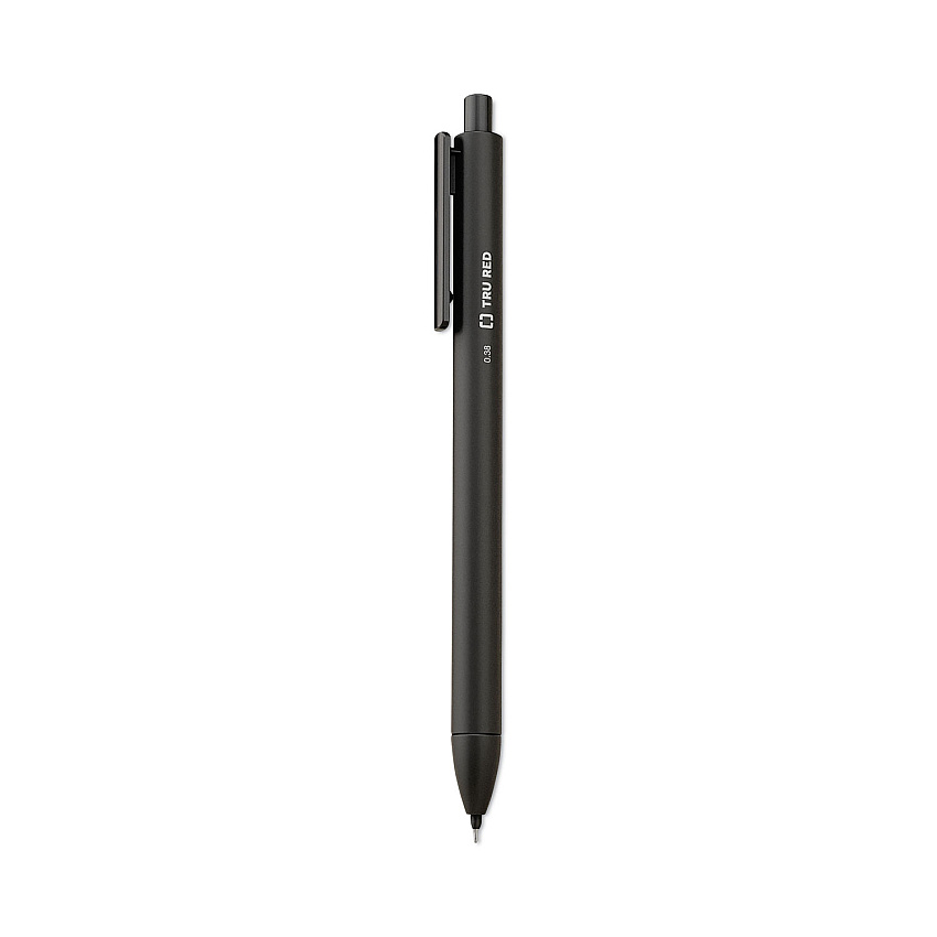 TRU RED Quick Dry Gel Pen, Retractable, Extra-Fine 0.38 mm, Black Ink, Black Barrel, 5/Pack (TUD24399731)