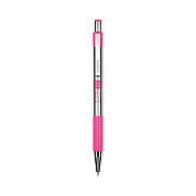 Zebra F-301 Ballpoint Pen, Retractable, Fine 0.7 mm, Black Ink, Stainless Steel/Pink Barrel (ZEB37111)
