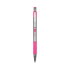 Zebra F-301 Ballpoint Pen, Retractable, Fine 0.7 mm, Black Ink, Stainless Steel/Pink Barrel (ZEB37111)