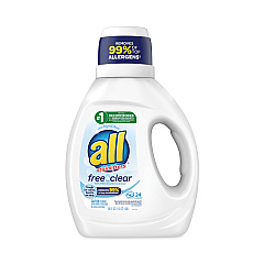 All Ultra Free Clear Liquid Detergent, Unscented, 36 oz Bottle, 6/Carton (DIA73943)