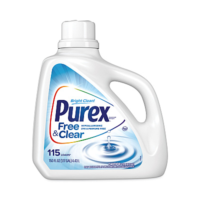 Purex Free and Clear Liquid Laundry Detergent, Unscented, 150 oz Bottle, 4/Carton (DIA05020)