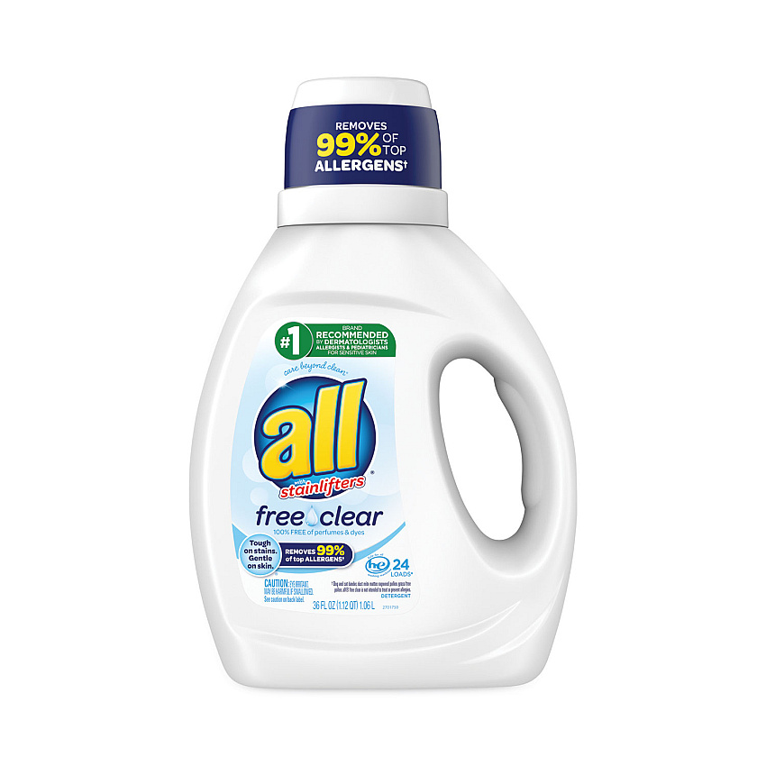 All Ultra Free Clear Liquid Detergent, Unscented, 36 oz Bottle (DIA73943EA)