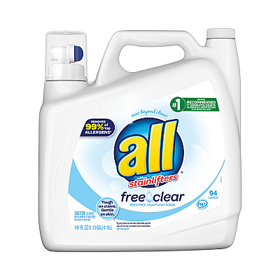 All Ultra Free Clear Liquid Detergent, Unscented, 141 oz Bottle, 4/Carton (DIA46159)