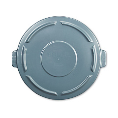 Rubbermaid Commercial BRUTE Self-Draining Flat Top Lids for 10 gal Round BRUTE Container, 15.91" Diameter, Gray, 6/Carton (RCP260900GRAYCT)