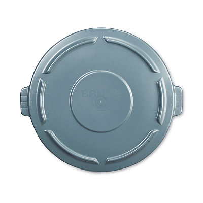 Rubbermaid Commercial BRUTE Self-Draining Flat Top Lids for 10 gal Round BRUTE Container, 15.91" Diameter, Gray, 6/Carton (RCP260900GRAYCT)