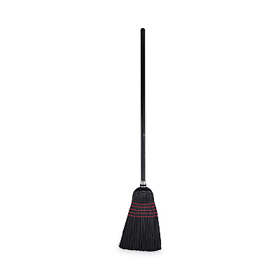 Boardwalk Flagged Tip Poly Bristle Janitor Brooms, 10 x 58.5, Wood Handle, Natural/Black, 12/Carton (BWK930BP)