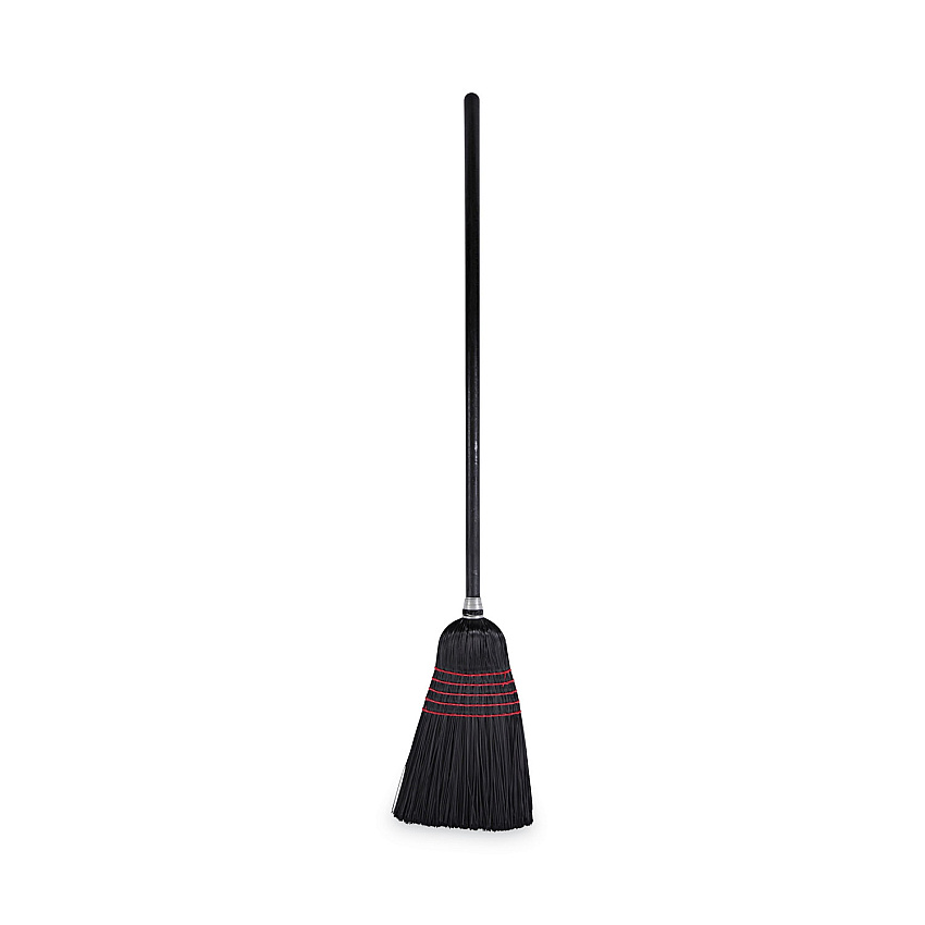 Boardwalk Flagged Tip Poly Bristle Janitor Brooms, 10 x 58.5, Wood Handle, Natural/Black, 12/Carton (BWK930BP)