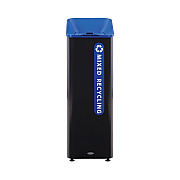 Rubbermaid Commercial Sustain Decorative Refuse with Recycling Lid, 15 gal, Metal/Plastic, Black/Blue (RCP2078994)