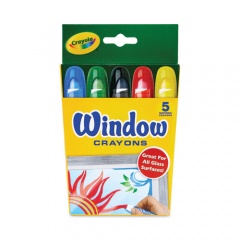 Crayola Washable Window Crayons, Assorted Colors, 5/Set (529765)