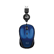 Adesso Illuminated Retractable Mouse, USB 2.0, Left/Right Hand Use, Dark Blue (IMOUSES8L)