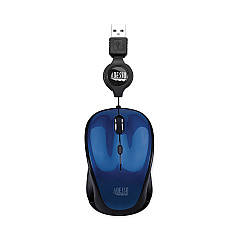 Adesso Illuminated Retractable Mouse, USB 2.0, Left/Right Hand Use, Dark Blue (IMOUSES8L)