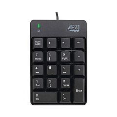 Adesso Spill-Resistant 18-Key Numeric Keypad, Black (ADEAKB601UB)