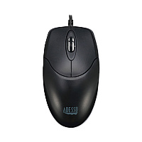 Adesso Three-Button Desktop Optical Scroll USB Mouse, USB 2.0, Left/Right Hand Use, Black (HC3003US)