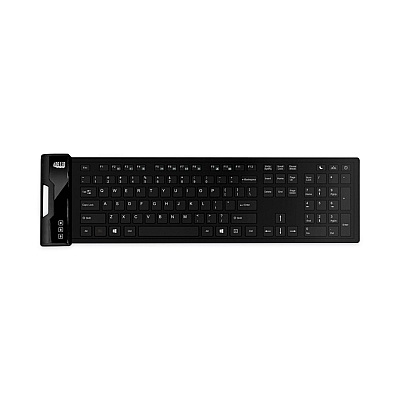 Adesso Slimtouch 232 Antimicrobial Waterproof Flex Keyboard, 120 Keys, Black (AKB232UB)