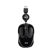 Adesso Illuminated Retractable Mouse, USB 2.0, Left/Right Hand Use, Black (IMOUSES8B)